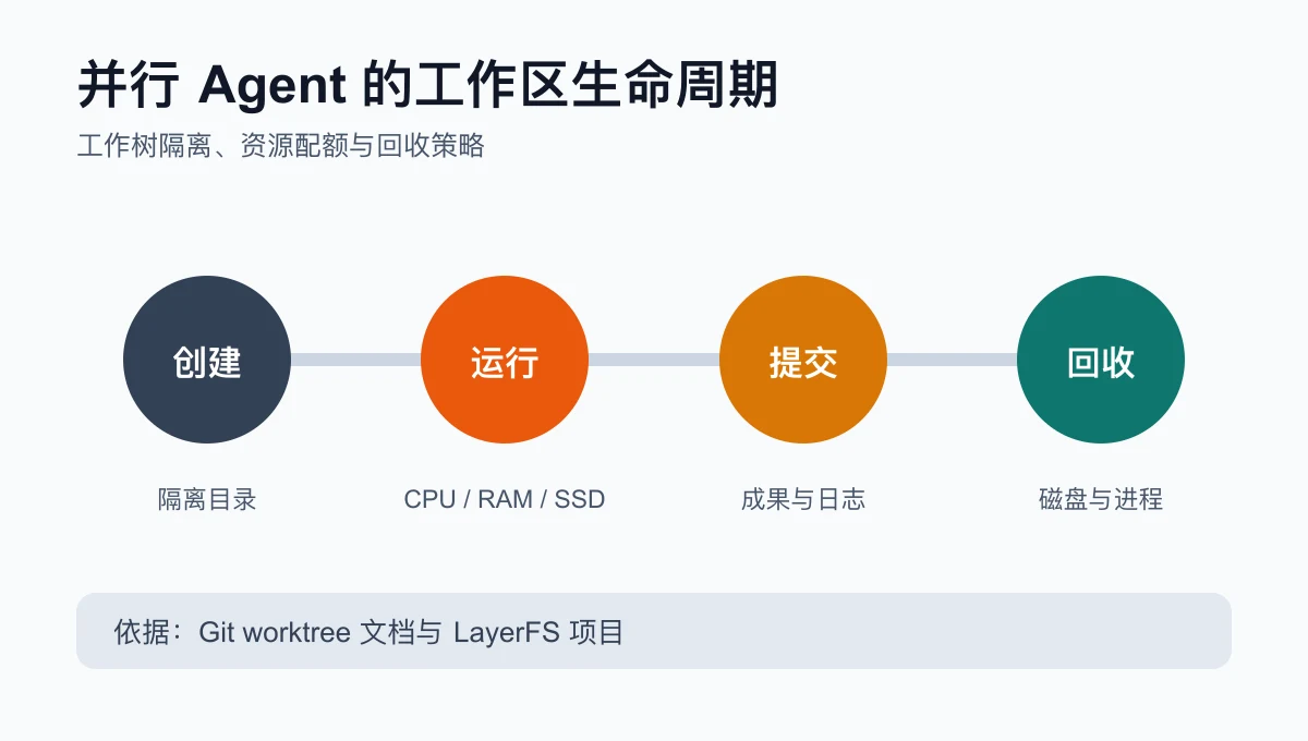 Agent 工作区的生命周期：创建、运行、提交和回收